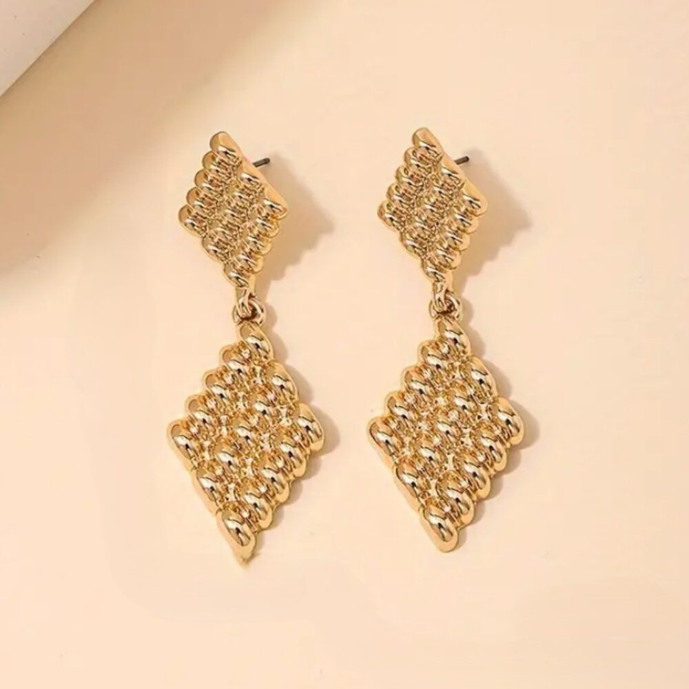 14K Gold Womens Rippled Hanging Drop Earrings Ladies 14 Karat Silver New Jewelry - Picture 4 of 5